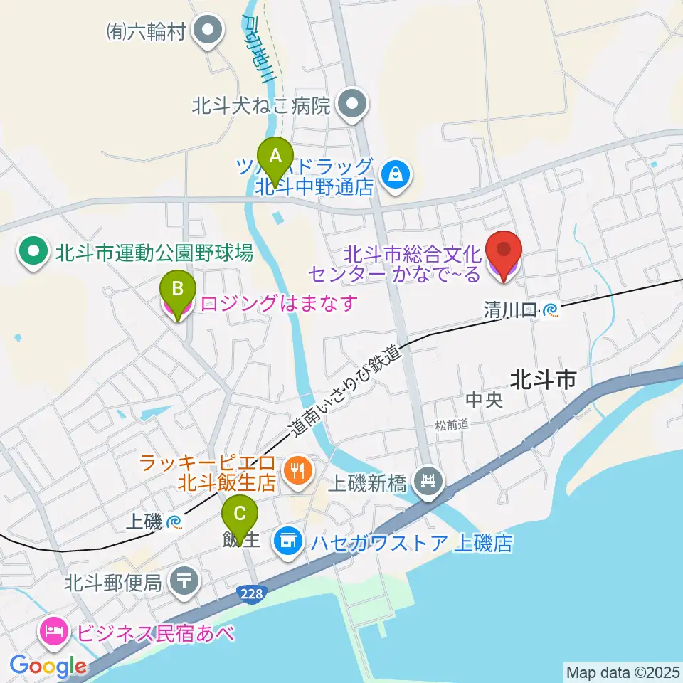 北斗市総合文化センター かなでーる周辺のホテル一覧地図