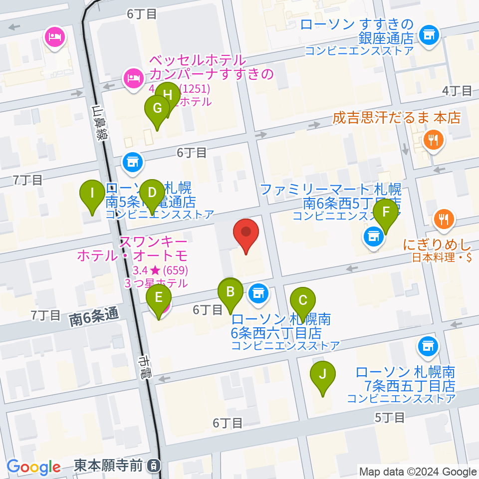 すすきのHOT TIME周辺のホテル一覧地図