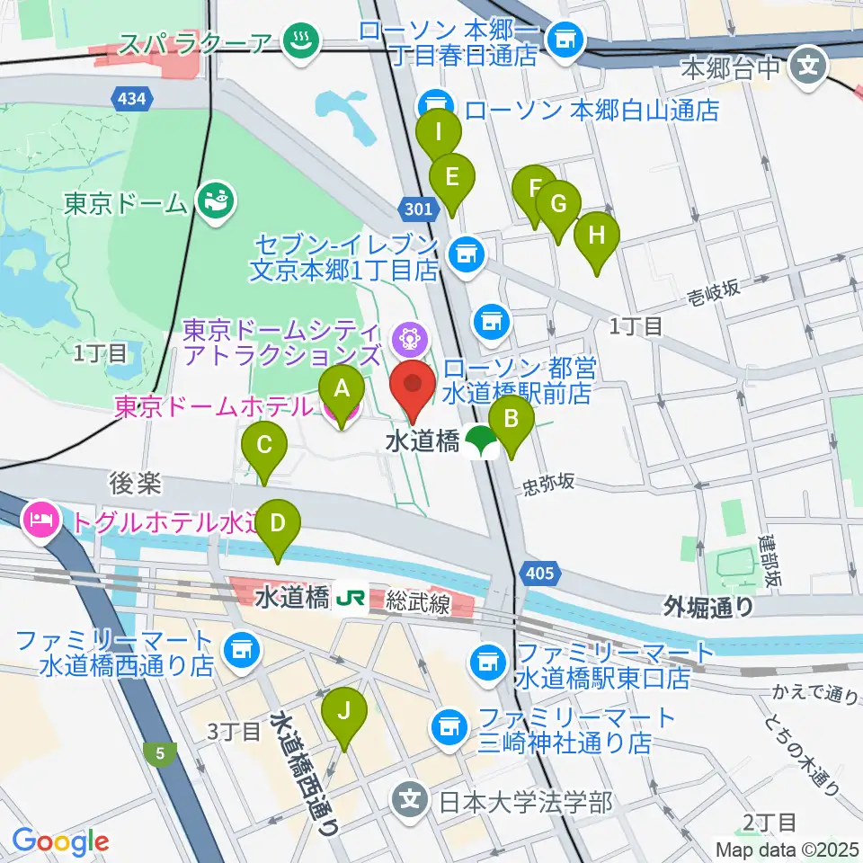 カナデビアホール周辺のホテル一覧地図