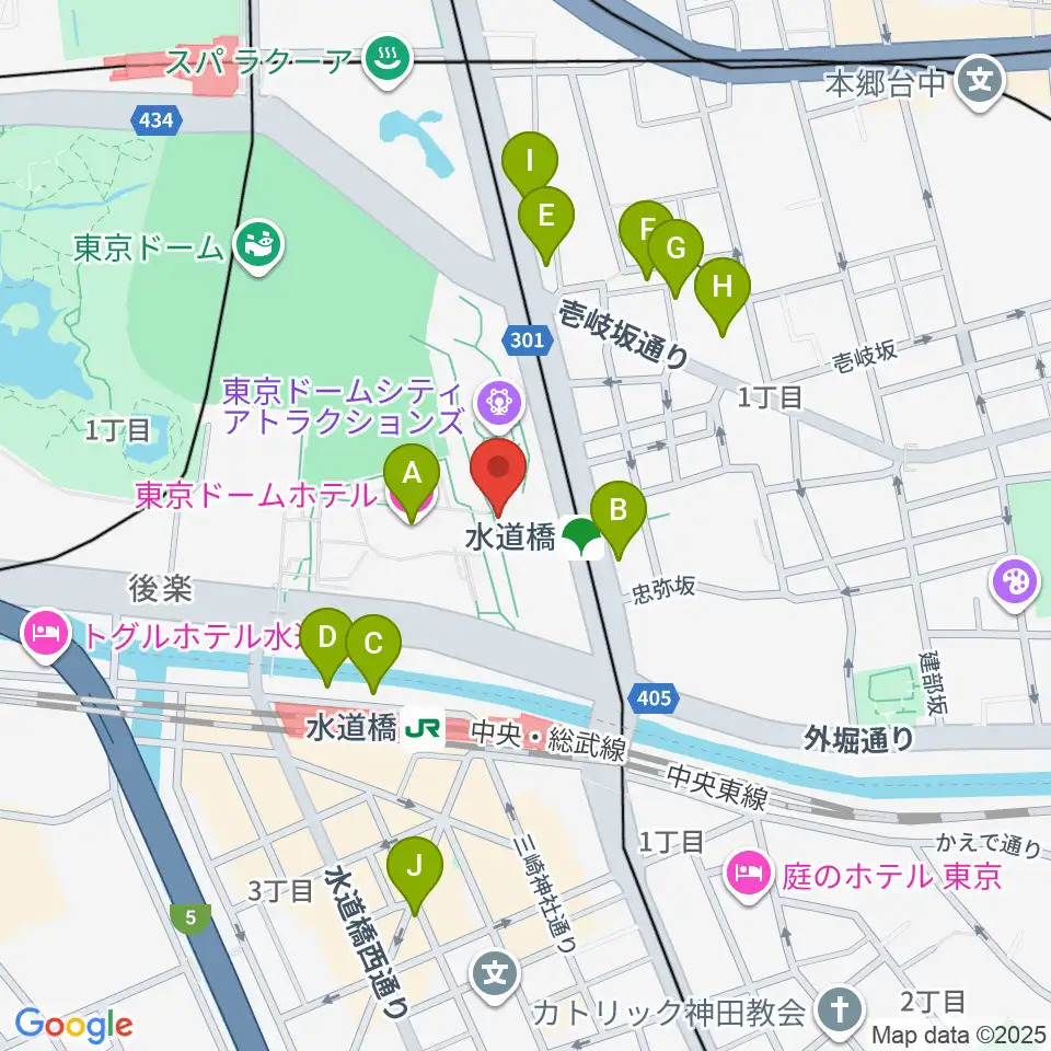 カナデビアホール周辺のホテル一覧地図