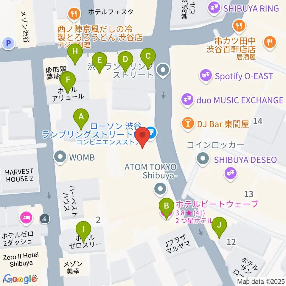 渋谷Spotify O-WEST周辺のホテル一覧地図