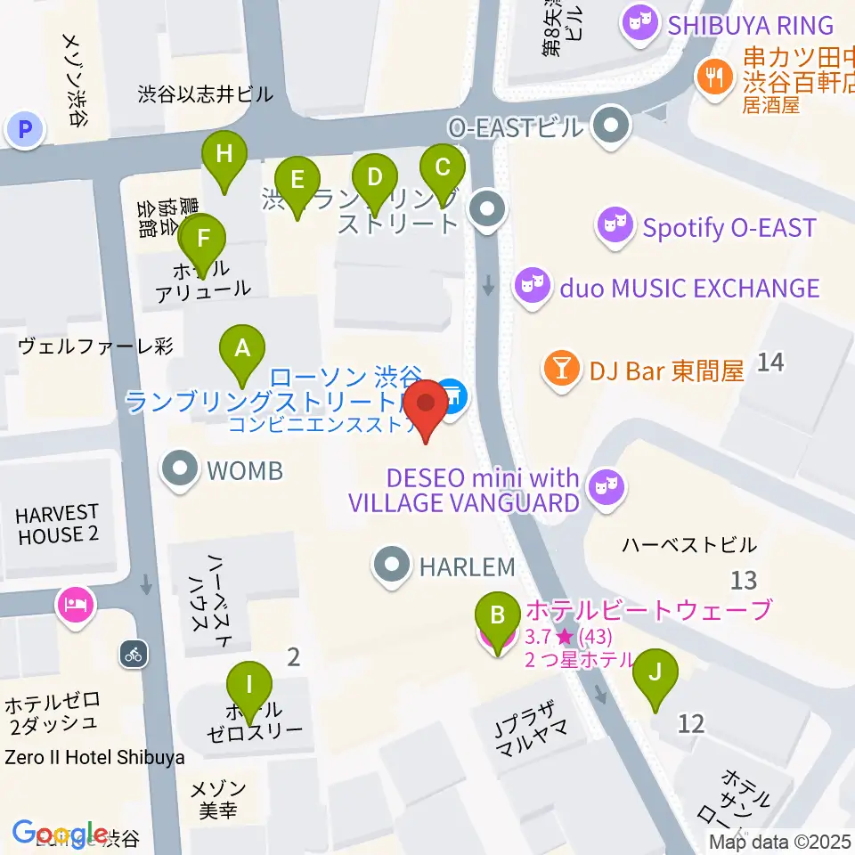 渋谷Spotify O-WEST周辺のホテル一覧地図