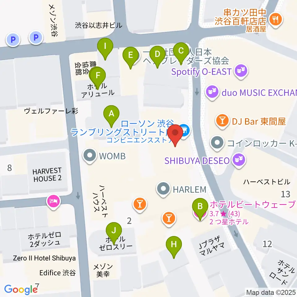 渋谷Spotify O-WEST周辺のホテル一覧地図