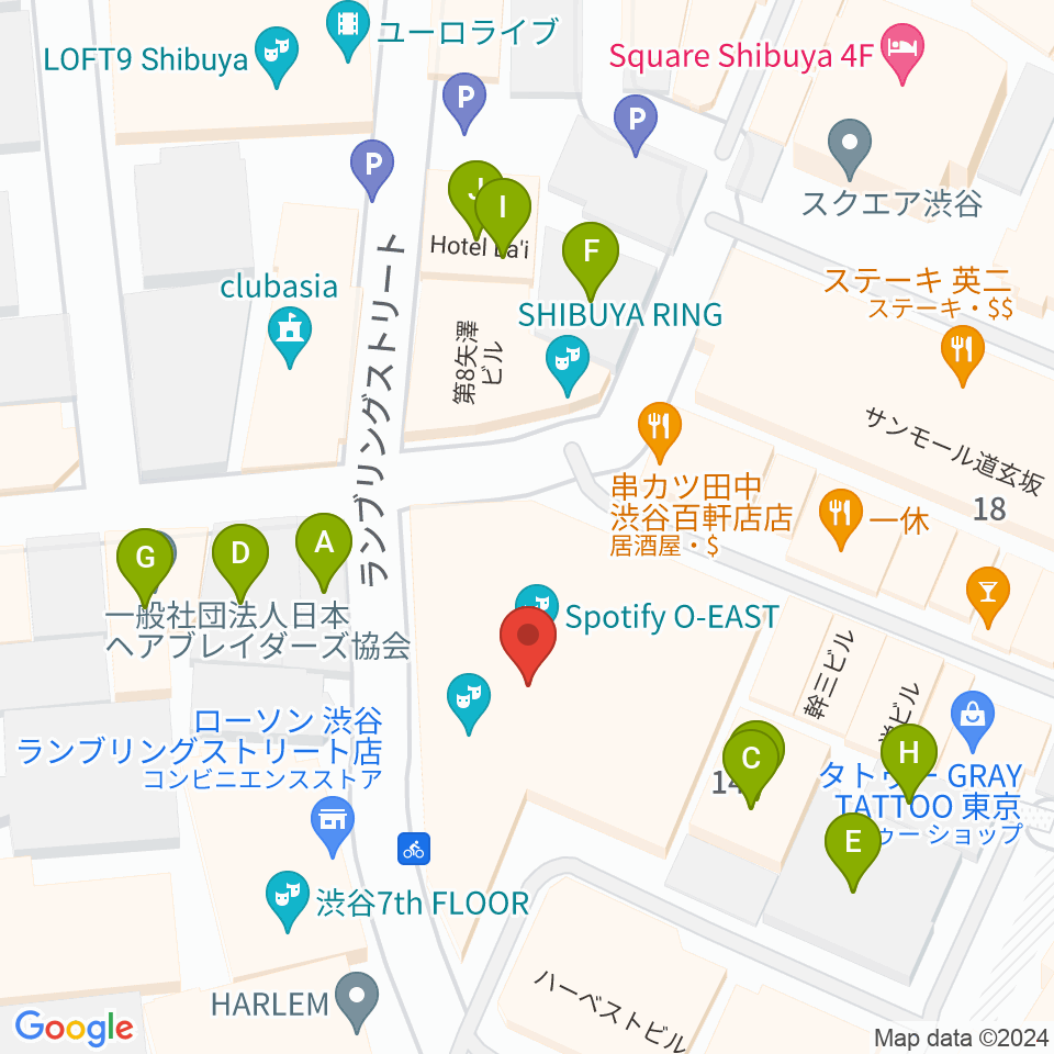 渋谷Spotify O-EAST周辺のホテル一覧地図