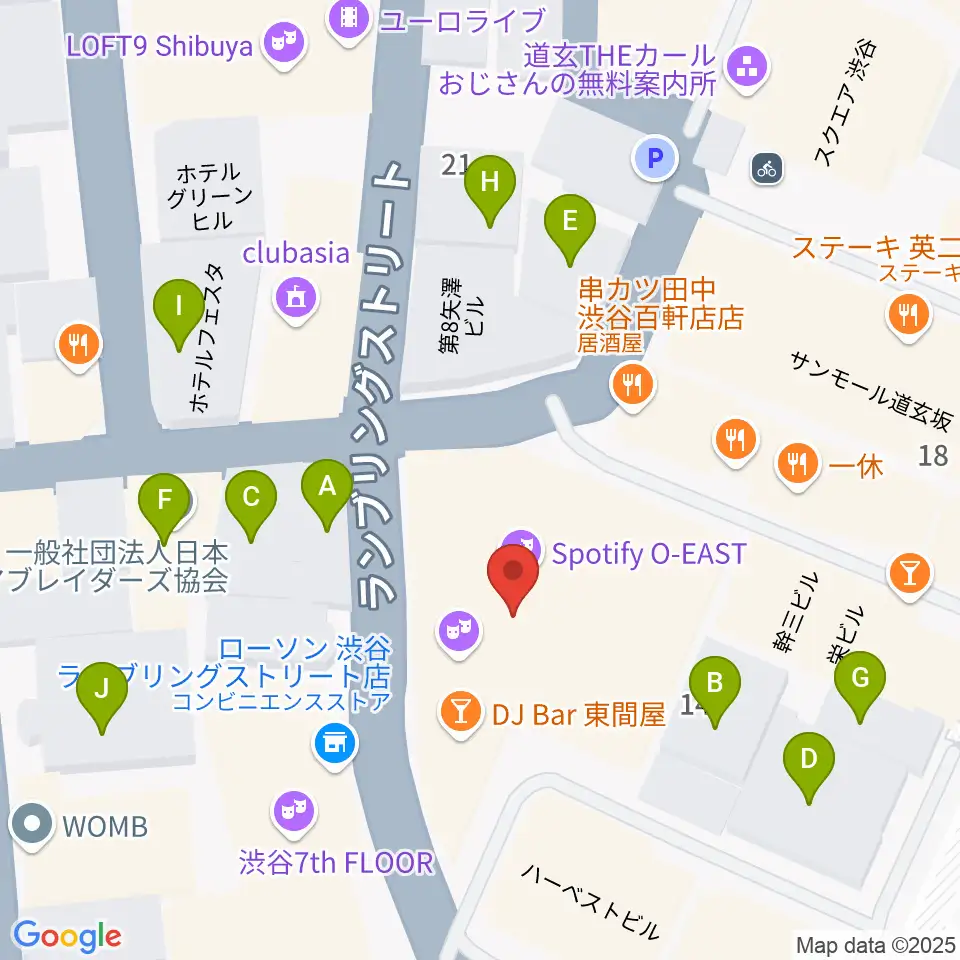 渋谷Spotify O-EAST周辺のホテル一覧地図
