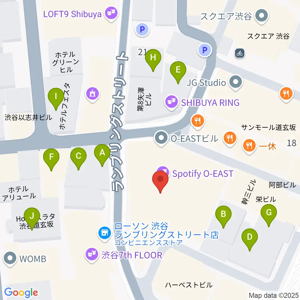 渋谷Spotify O-EAST周辺のホテル一覧地図
