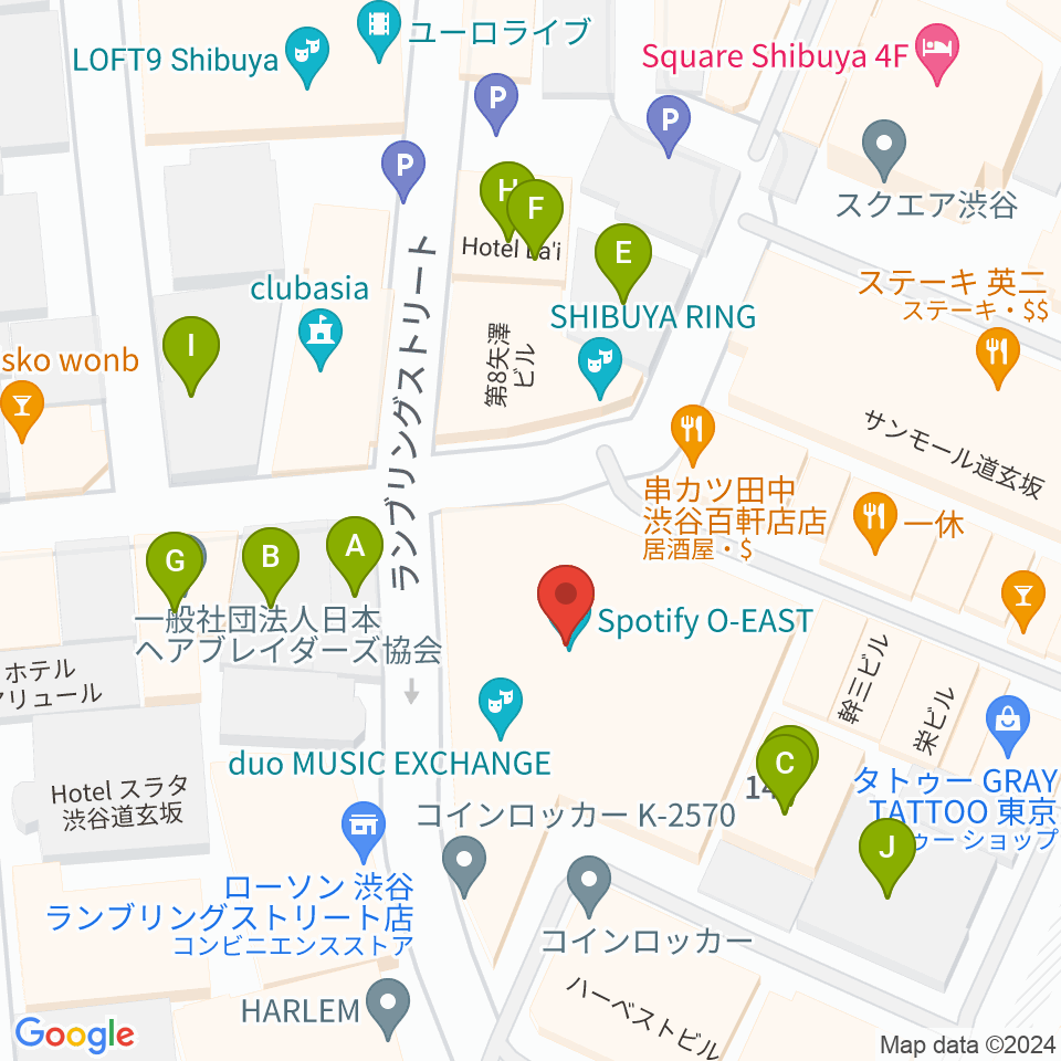 渋谷Spotify O-Crest 周辺のホテル一覧地図