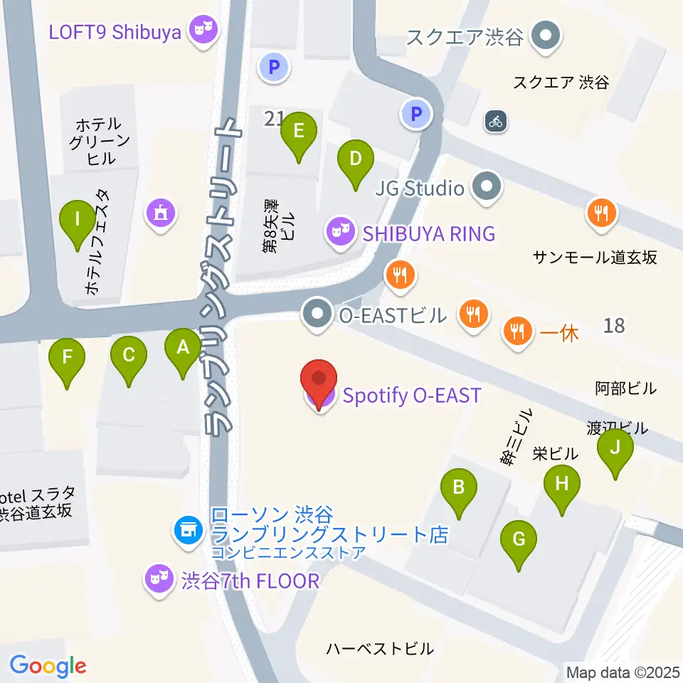 渋谷Spotify O-Crest 周辺のホテル一覧地図
