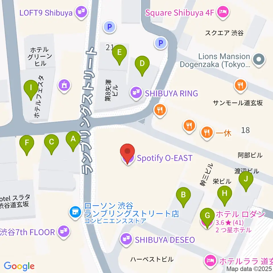 渋谷Spotify O-Crest 周辺のホテル一覧地図