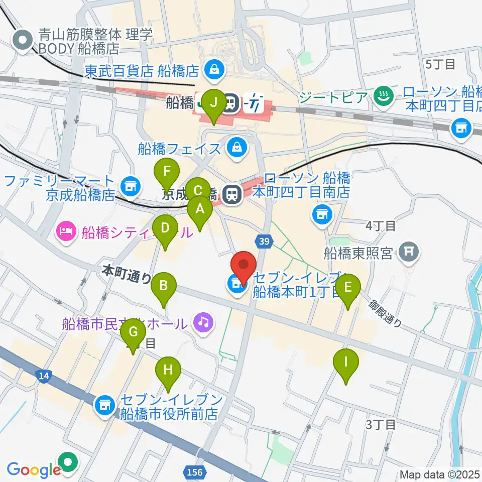 伊藤楽器 マイスター船橋周辺のホテル一覧地図