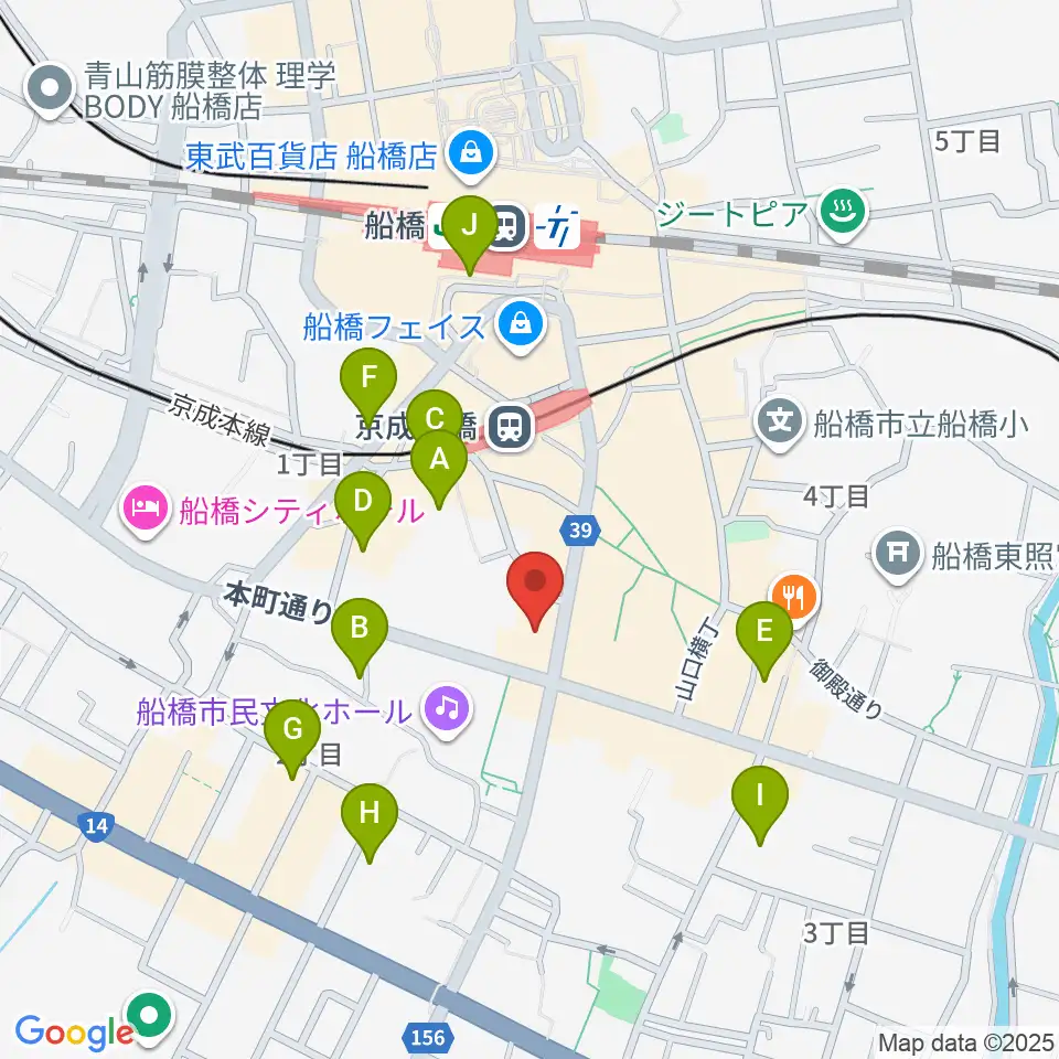 伊藤楽器 マイスター船橋周辺のホテル一覧地図