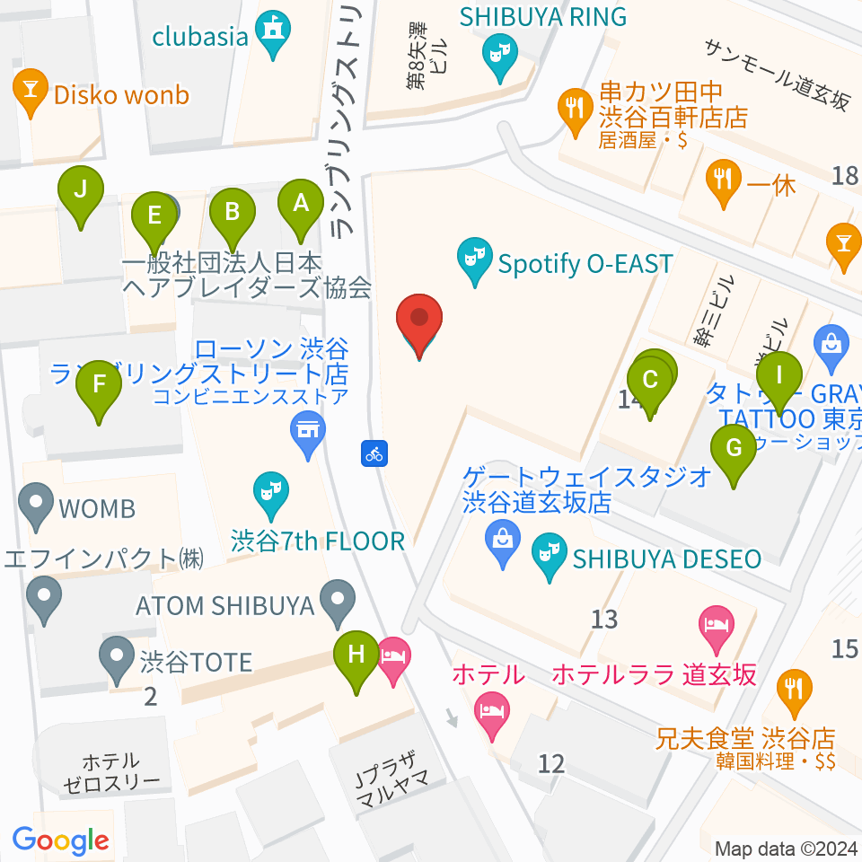 渋谷duo MUSIC EXCHANGE周辺のホテル一覧地図