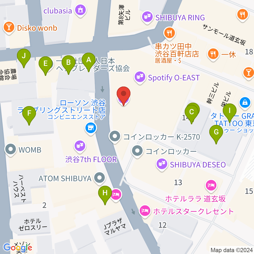 渋谷duo MUSIC EXCHANGE周辺のホテル一覧地図