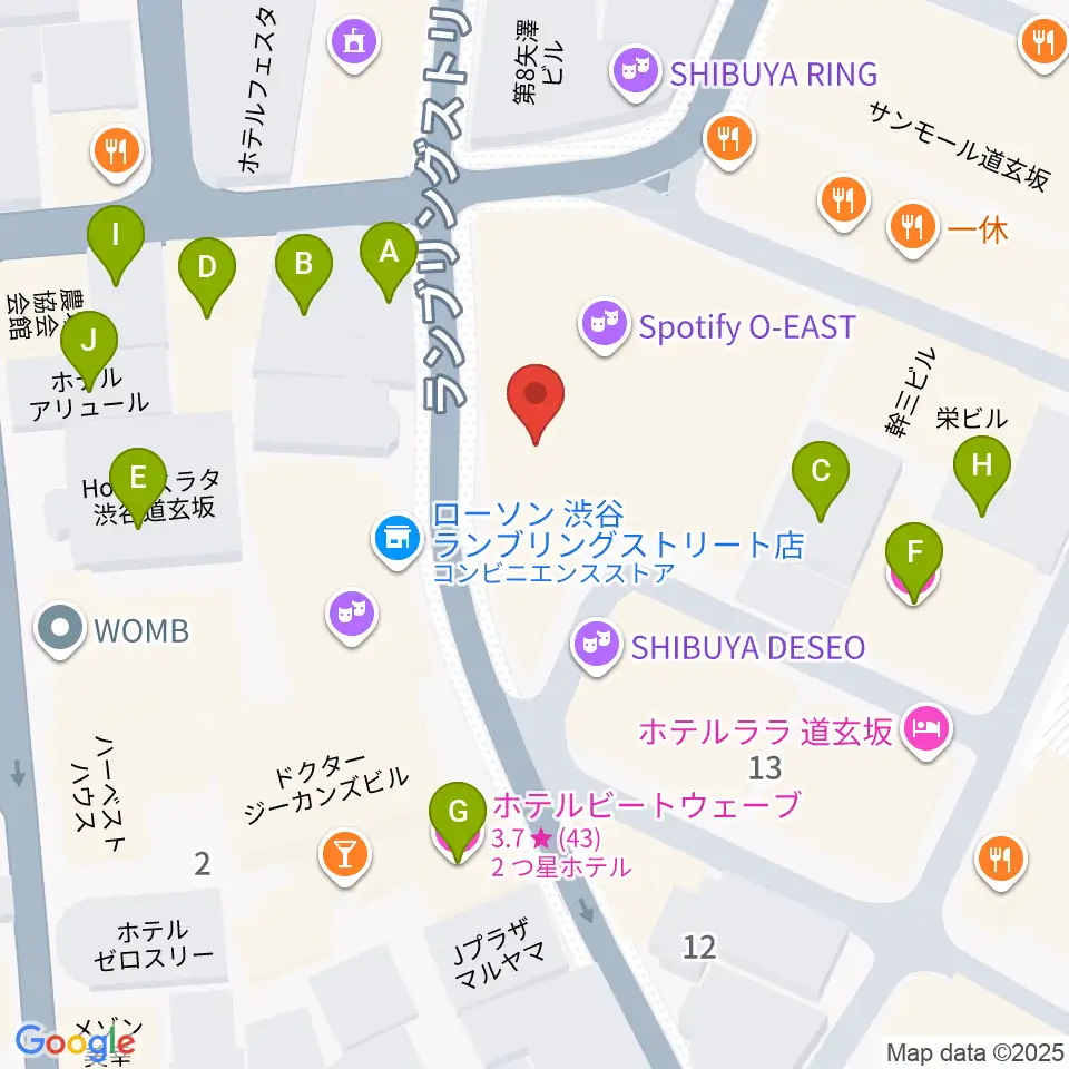 渋谷duo MUSIC EXCHANGE周辺のホテル一覧地図