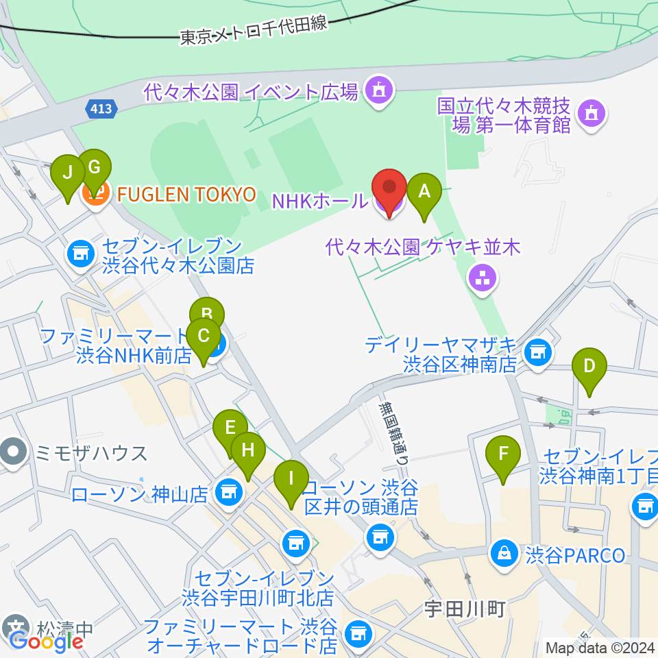 NHKホール周辺のホテル一覧地図