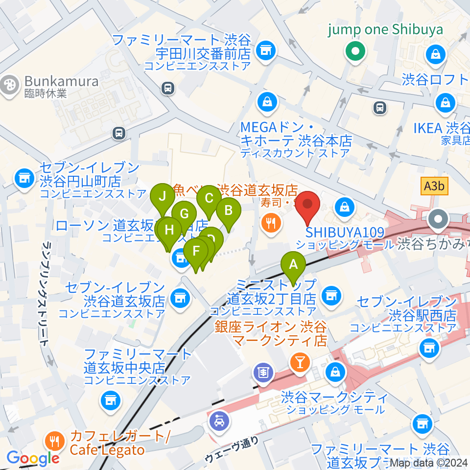 渋谷プレジャープレジャー周辺のホテル一覧地図