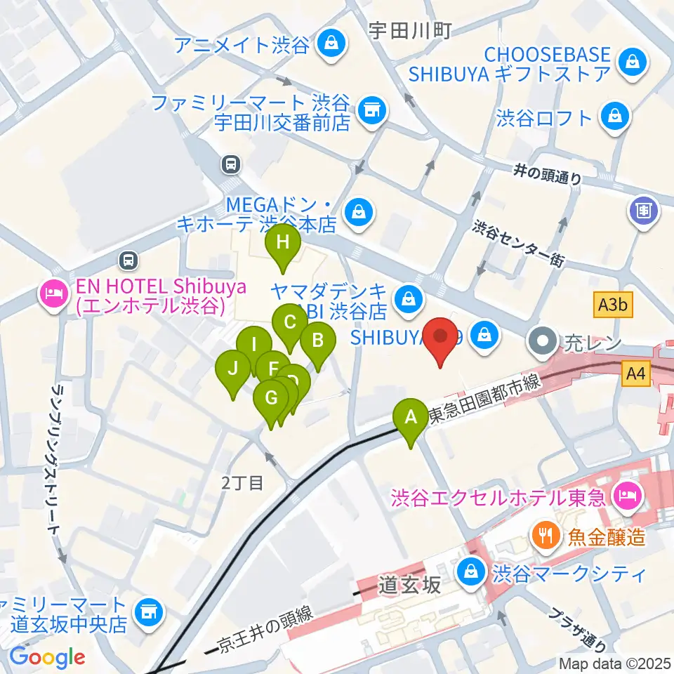 渋谷プレジャープレジャー周辺のホテル一覧地図