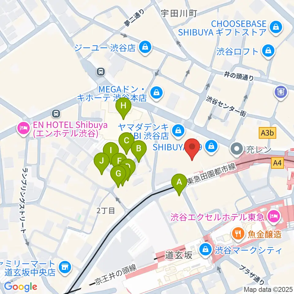 渋谷プレジャープレジャー周辺のホテル一覧地図