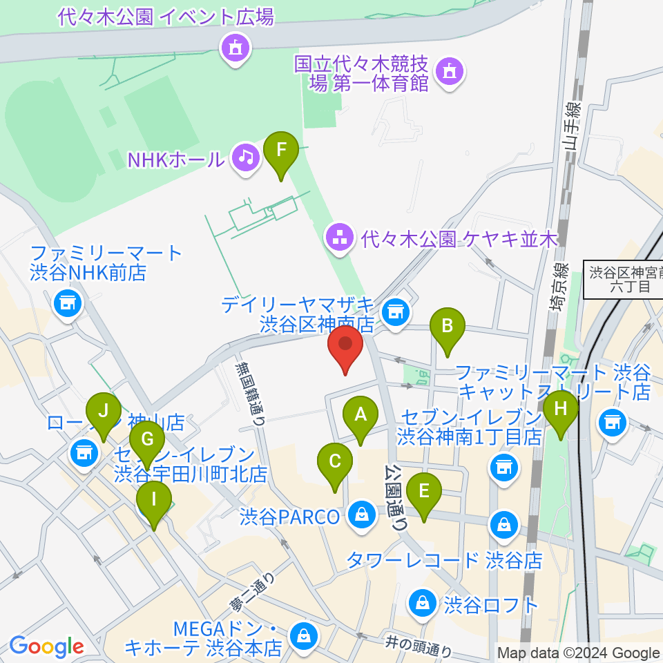 LINE CUBE SHIBUYA周辺のホテル一覧地図