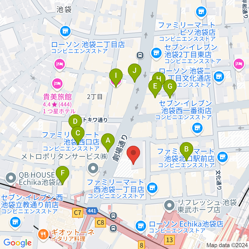 池袋LIVE INN ROSA周辺のホテル一覧地図