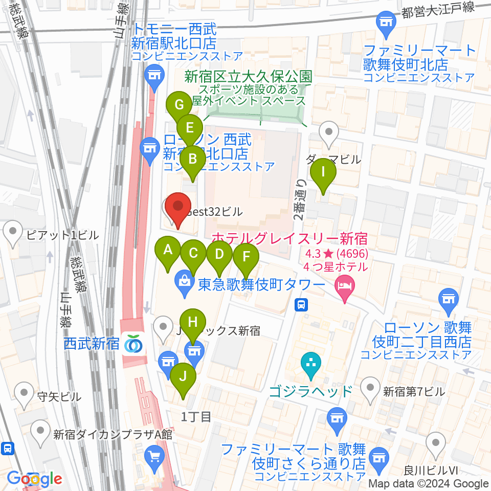 新宿マーブル周辺のホテル一覧地図