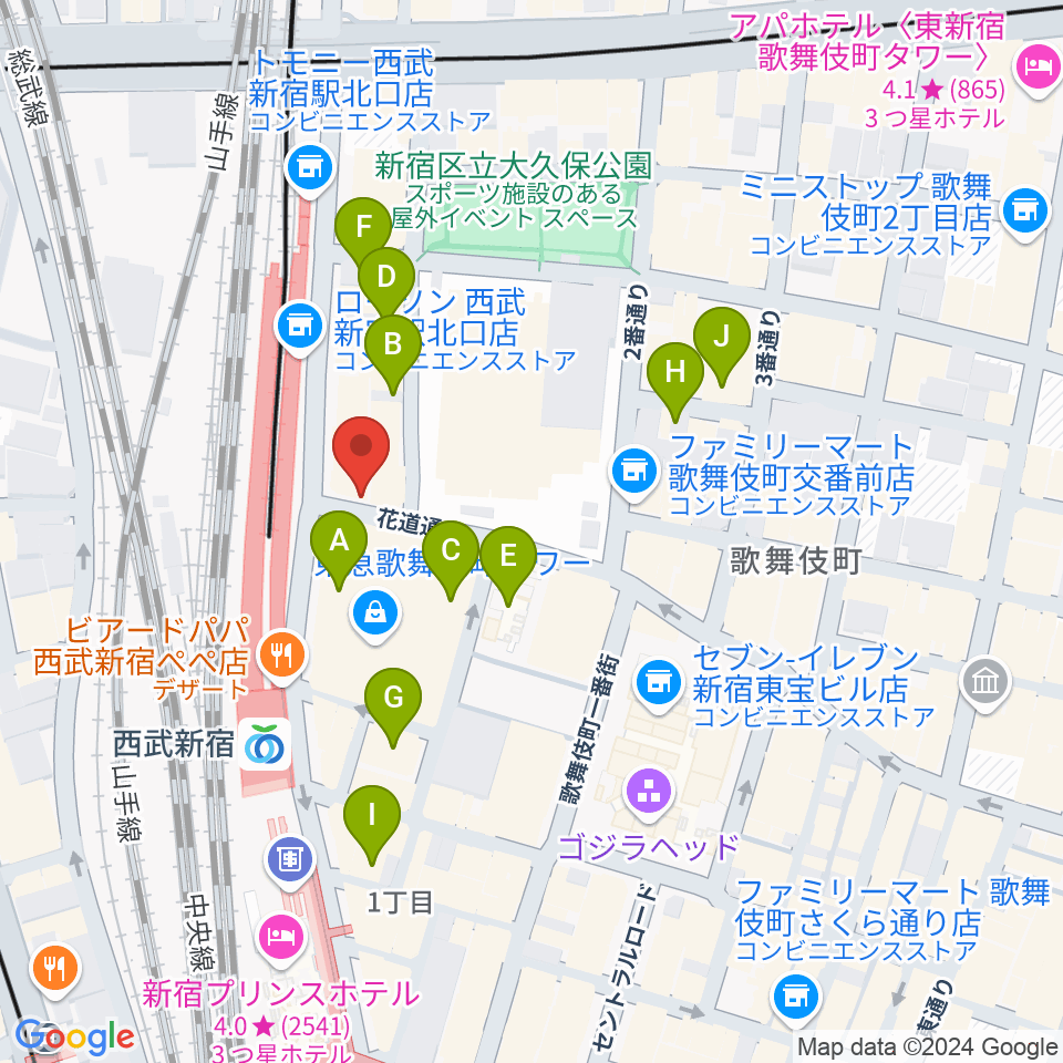 新宿マーブル周辺のホテル一覧地図