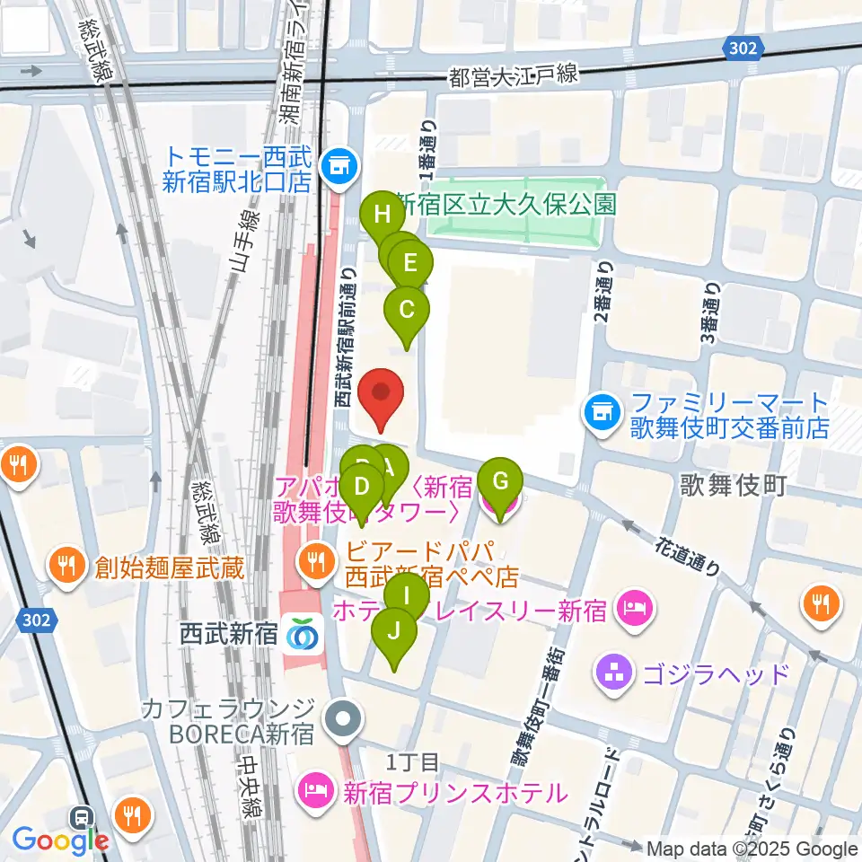新宿マーブル周辺のホテル一覧地図