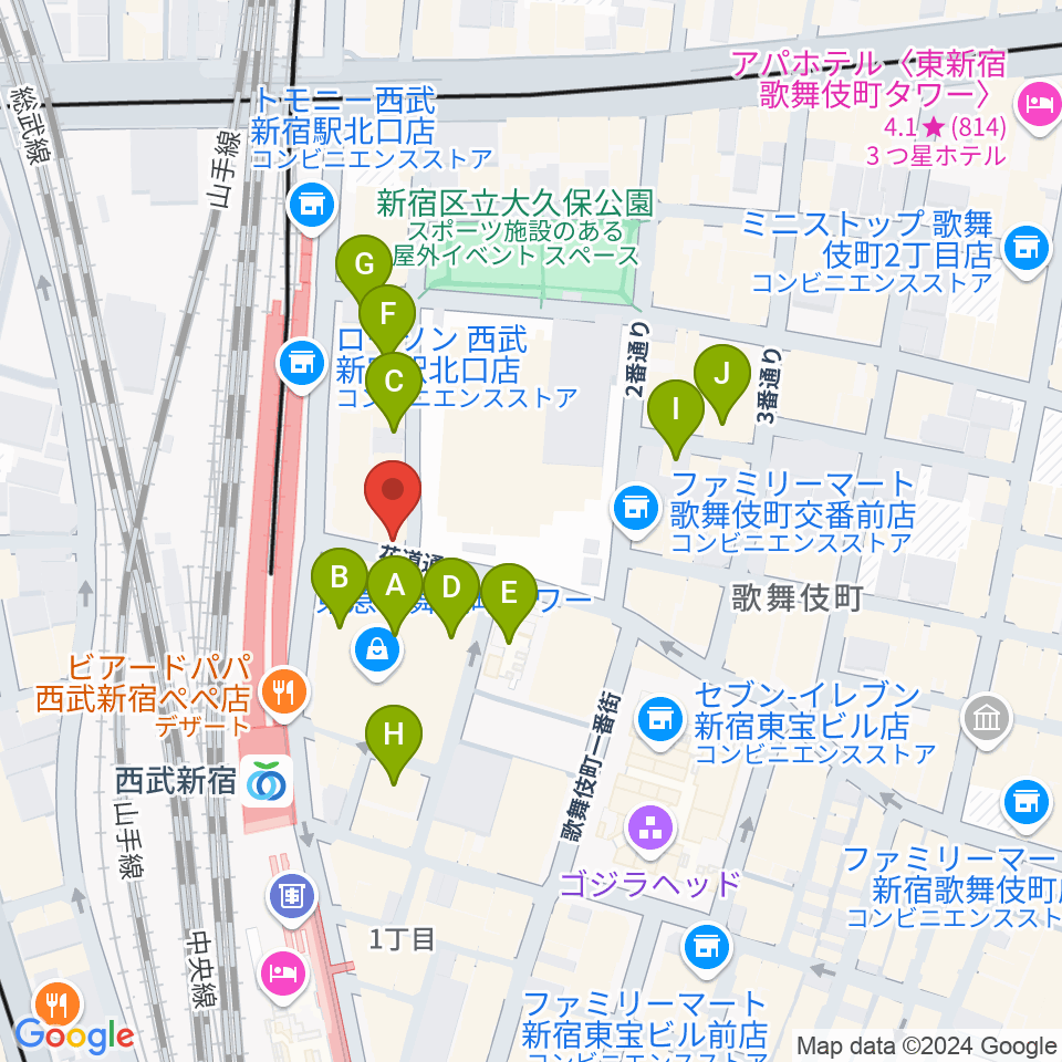 新宿MARZ周辺のホテル一覧地図