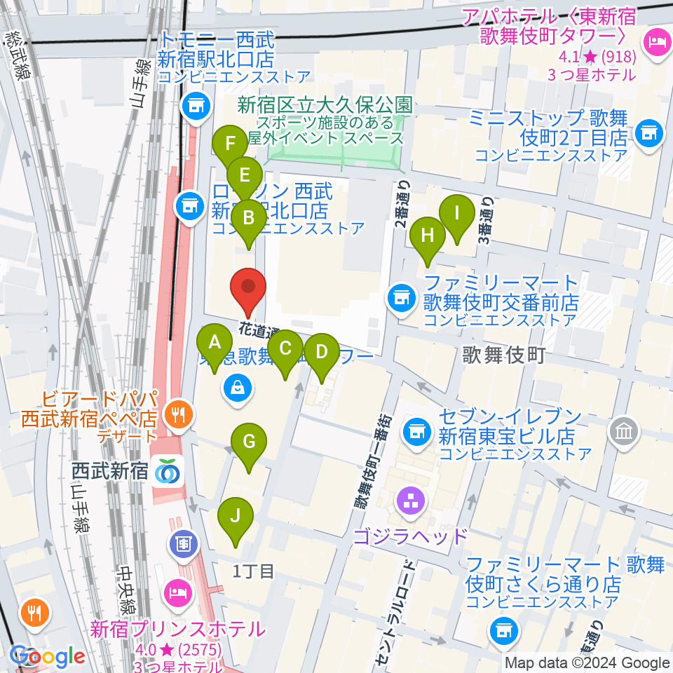 新宿MARZ周辺のホテル一覧地図