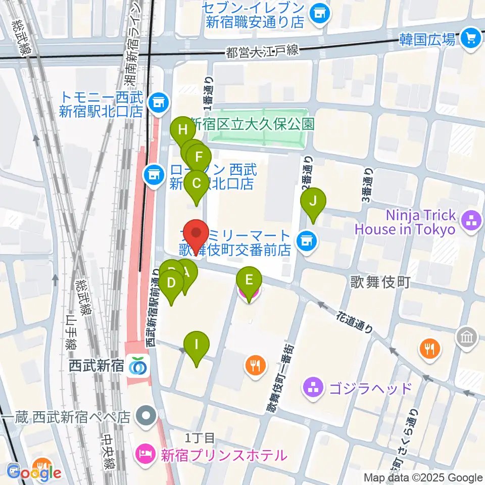 新宿MARZ周辺のホテル一覧地図