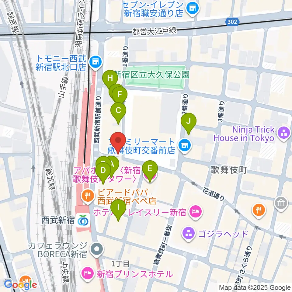 新宿MARZ周辺のホテル一覧地図