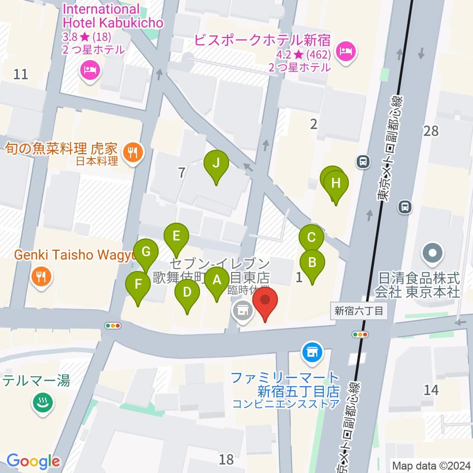 新宿ナインスパイス周辺のホテル一覧地図