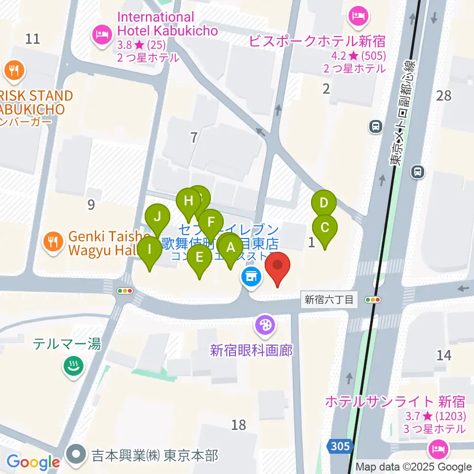 新宿ナインスパイス周辺のホテル一覧地図