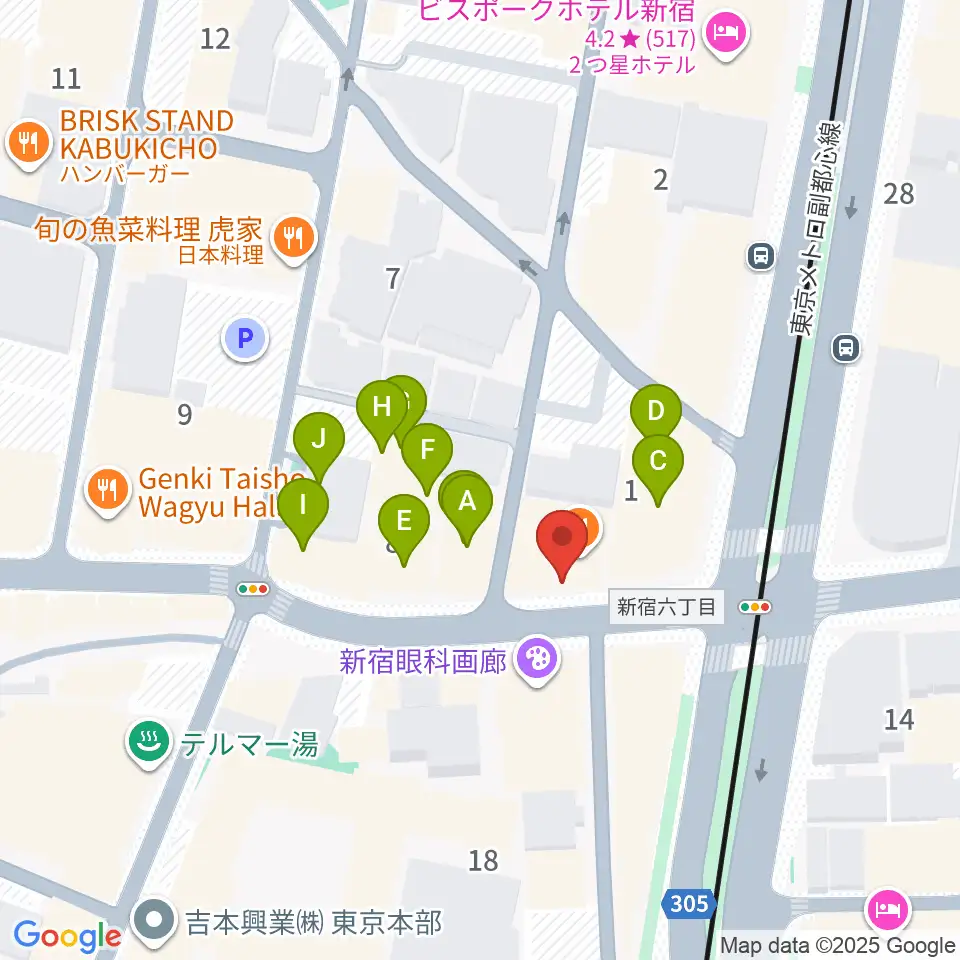 新宿ナインスパイス周辺のホテル一覧地図