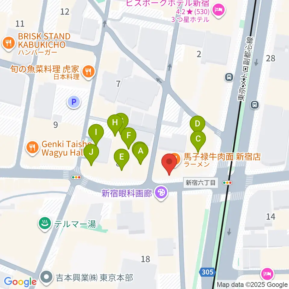 新宿ナインスパイス周辺のホテル一覧地図