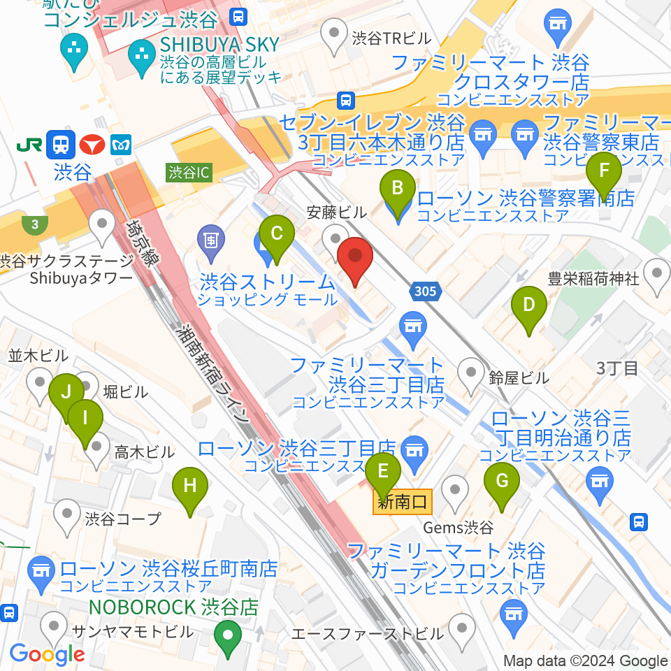 渋谷OTO周辺のホテル一覧地図