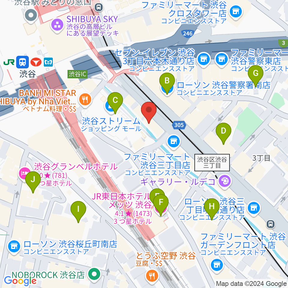 渋谷OTO周辺のホテル一覧地図