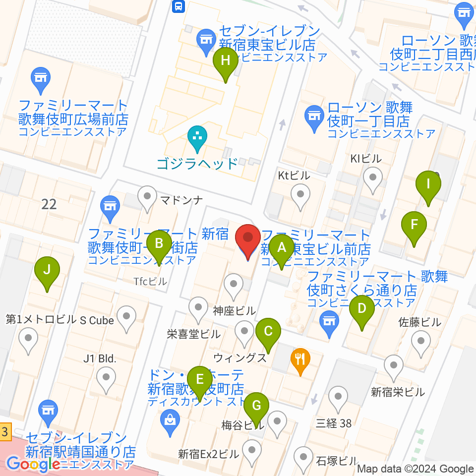 新宿ロフトプラスワン周辺のホテル一覧地図