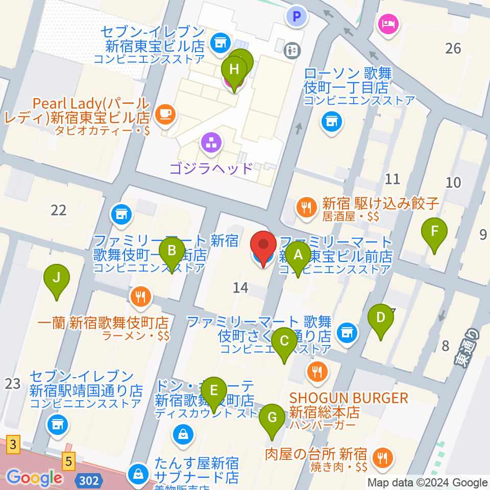 新宿ロフトプラスワン周辺のホテル一覧地図