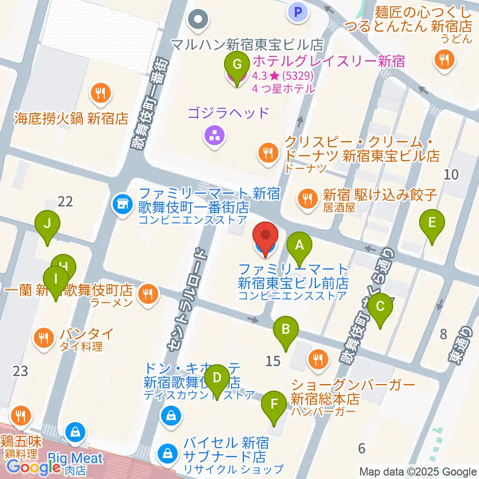 新宿ロフトプラスワン周辺のホテル一覧地図