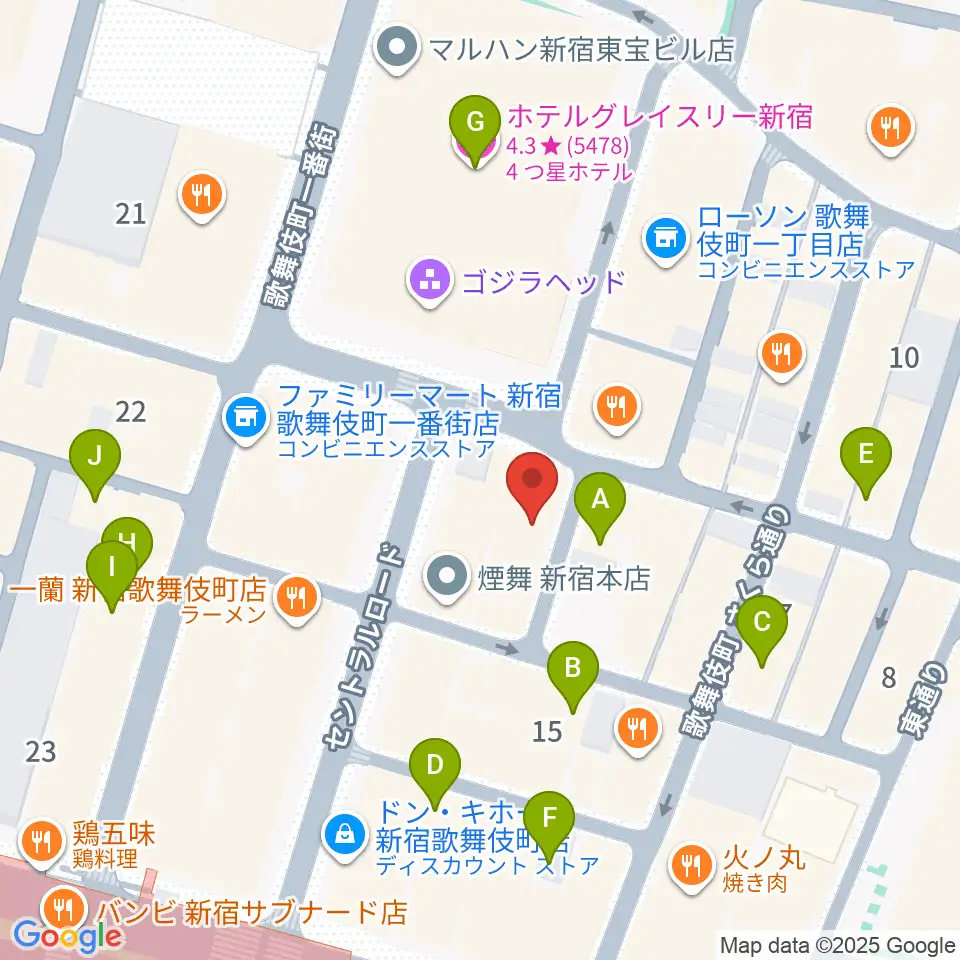 新宿ロフトプラスワン周辺のホテル一覧地図