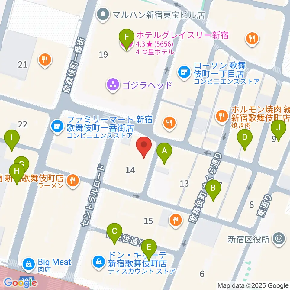新宿ロフトプラスワン周辺のホテル一覧地図