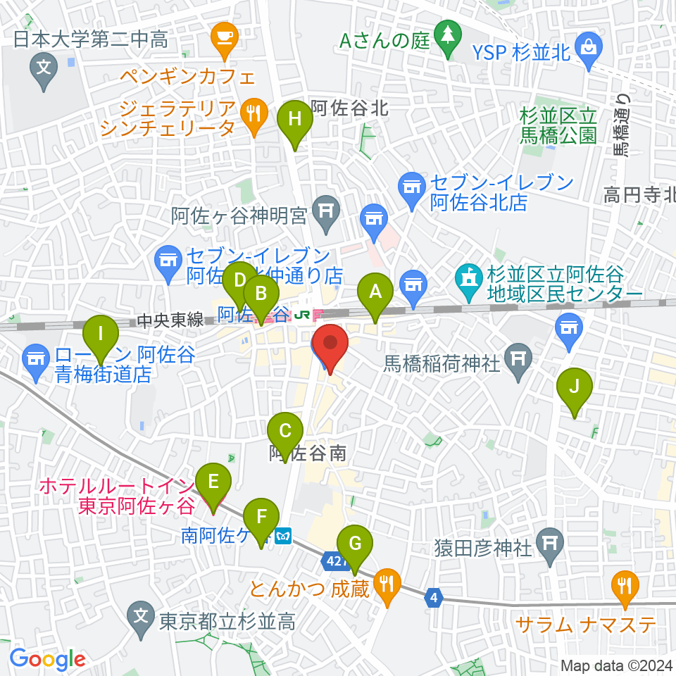 阿佐ヶ谷ロフトA周辺のホテル一覧地図