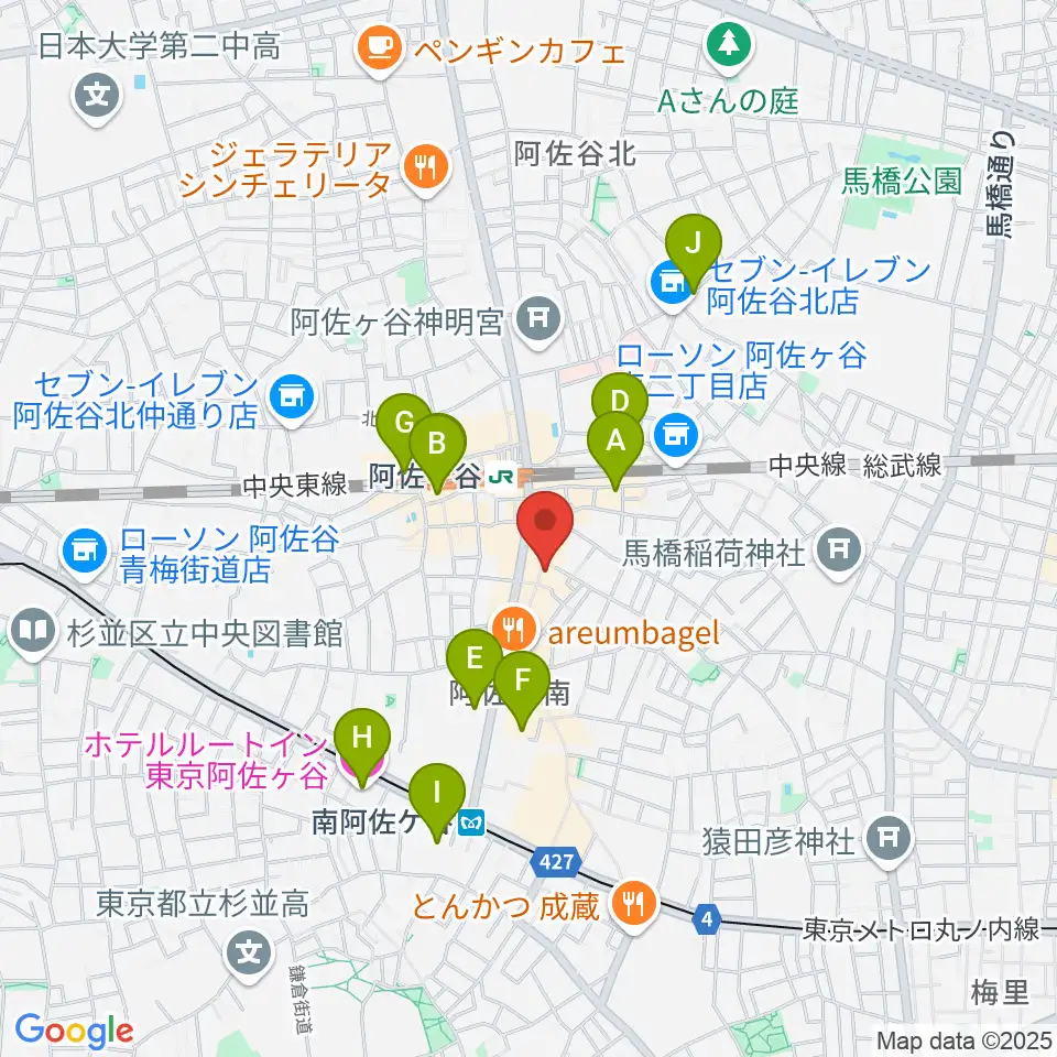 阿佐ヶ谷ロフトA周辺のホテル一覧地図
