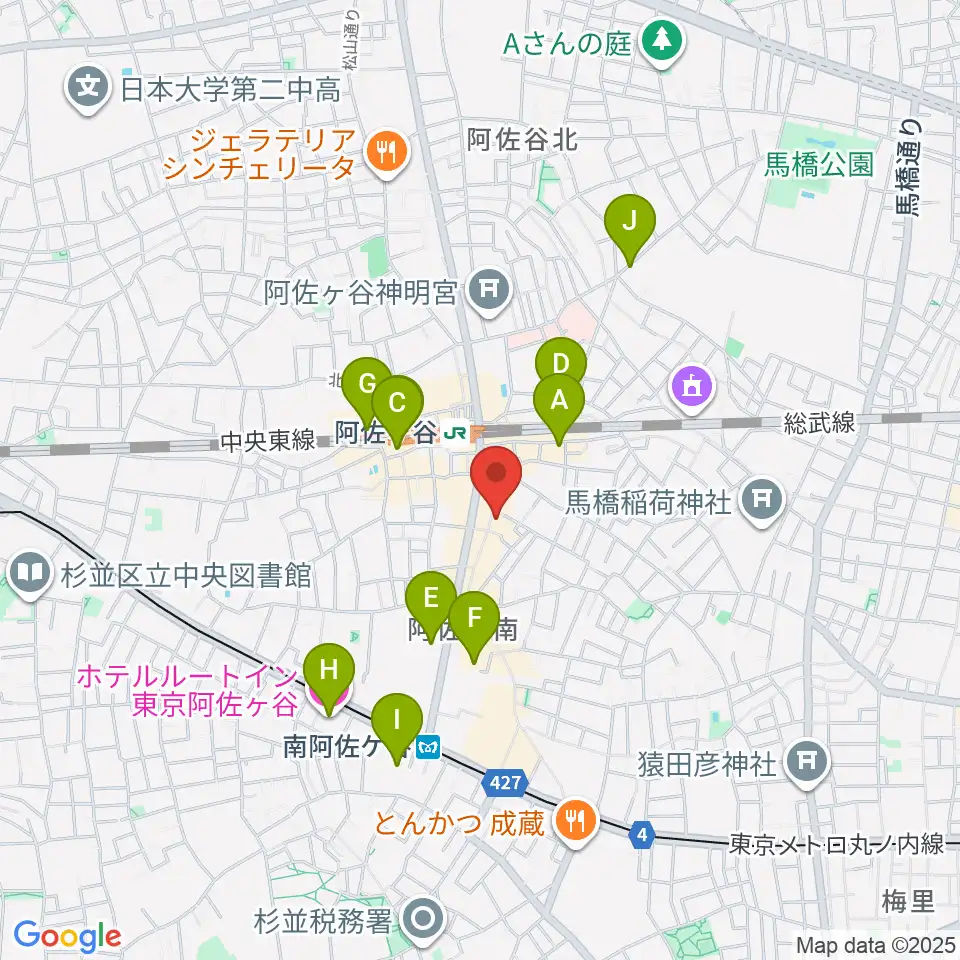阿佐ヶ谷ロフトA周辺のホテル一覧地図