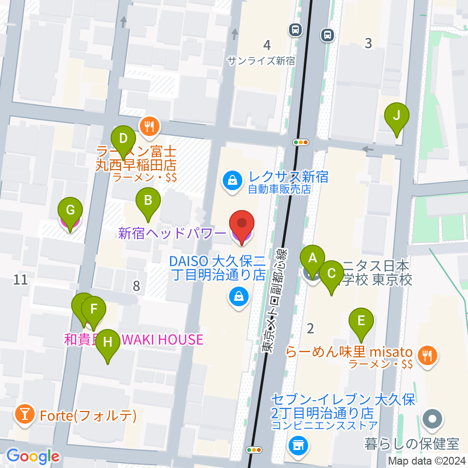 新宿ヘッドパワー周辺のホテル一覧地図