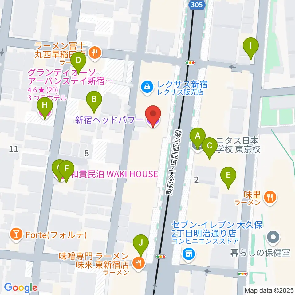 新宿ヘッドパワー周辺のホテル一覧地図