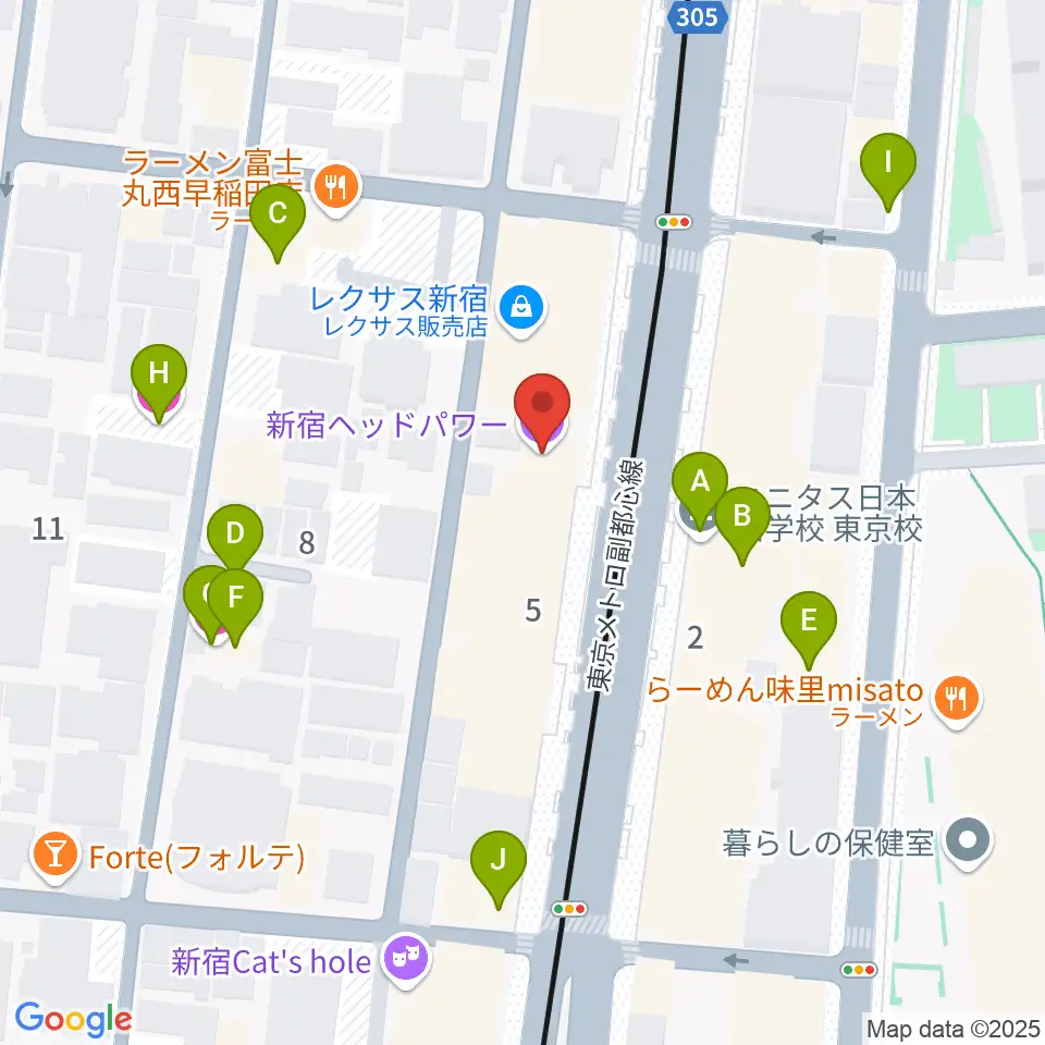 新宿ヘッドパワー周辺のホテル一覧地図