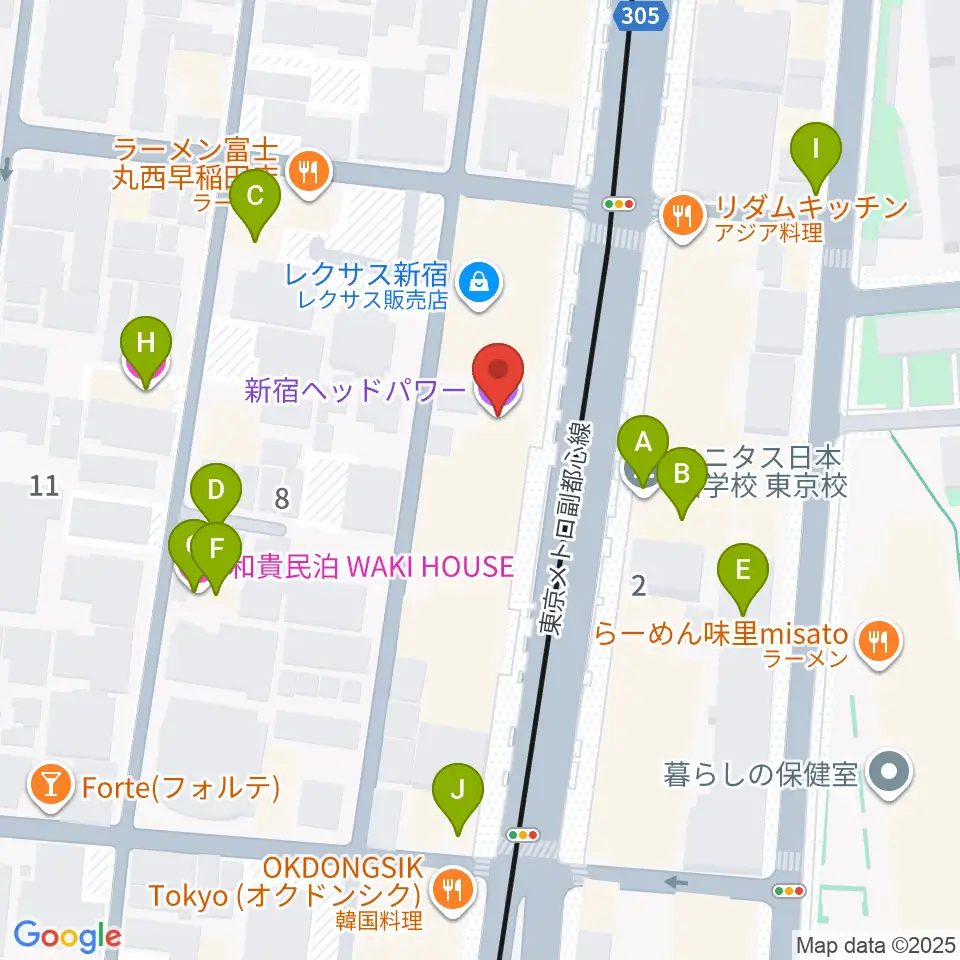 新宿ヘッドパワー周辺のホテル一覧地図