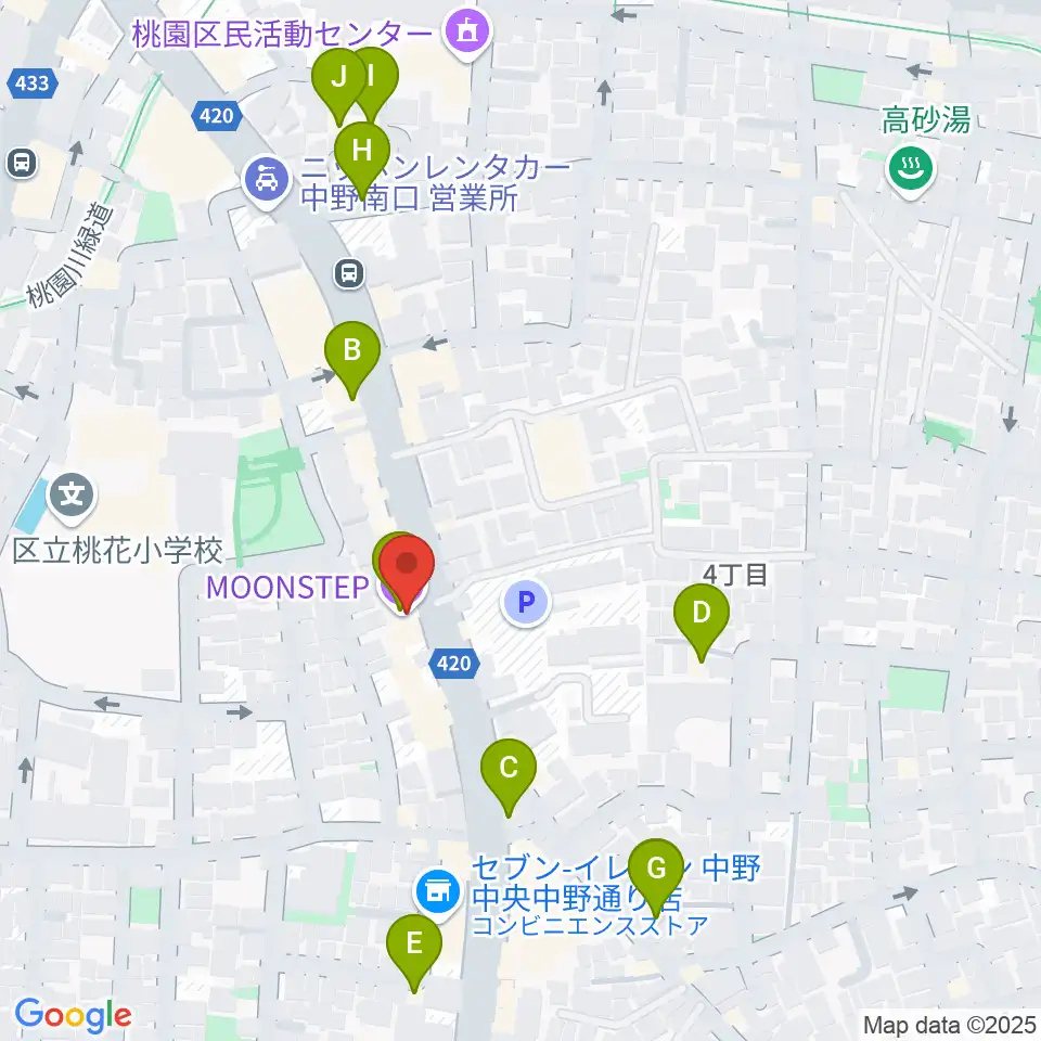 中野MOON STEP周辺のホテル一覧地図
